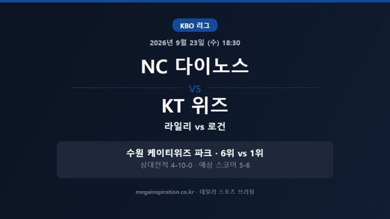 NC 다이노스 vs KT 위즈 KBO 분석