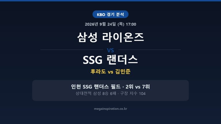 삼성 라이온즈 vs SSG 랜더스 KBO 분석