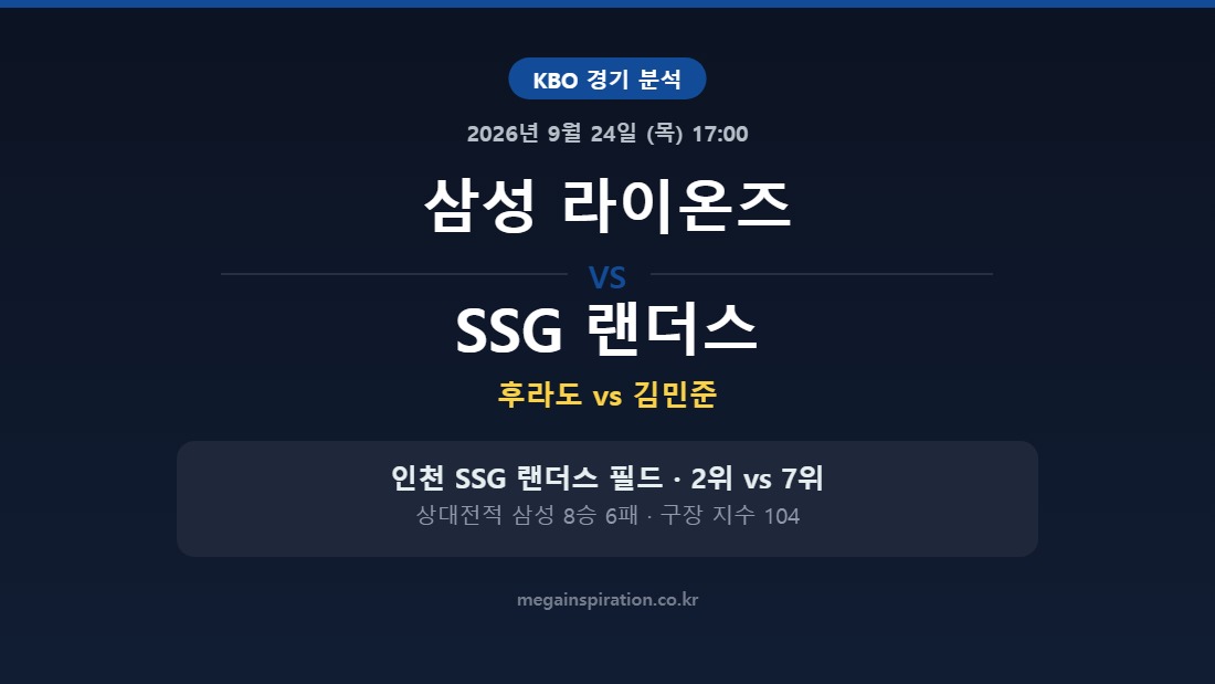 삼성 라이온즈 vs SSG 랜더스 KBO 분석