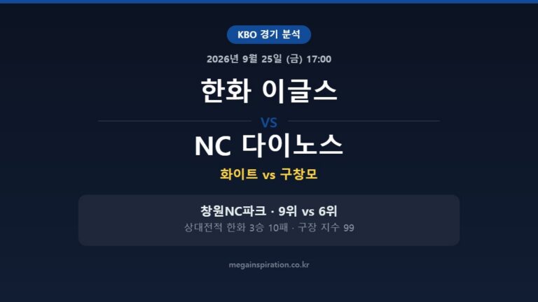 한화 이글스 vs NC 다이노스 KBO 분석
