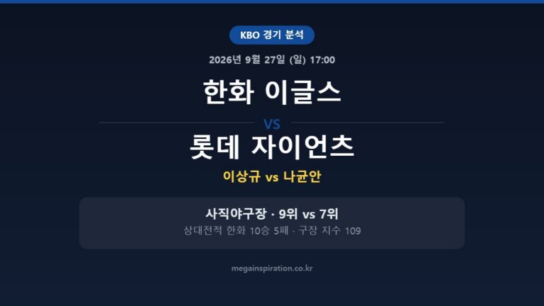 한화 이글스 vs 롯데 자이언츠 KBO 분석