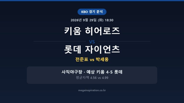 키움 히어로즈 vs 롯데 자이언츠 KBO 분석
