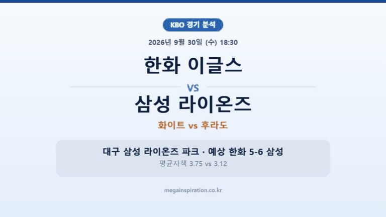 한화 이글스 vs 삼성 라이온즈 KBO 분석