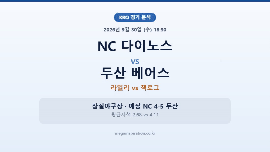 NC 다이노스 vs 두산 베어스 KBO 분석