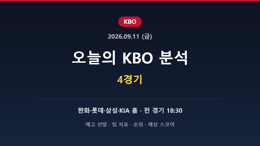 2026년 9월 11일 KBO 4경기 분석