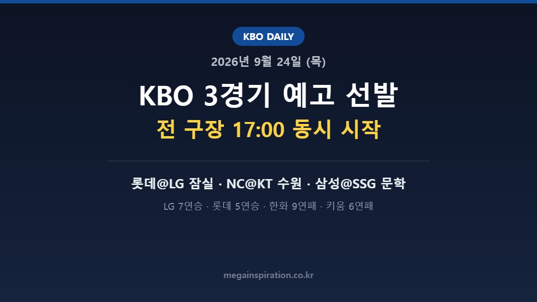 2026년 9월 24일 KBO 분석