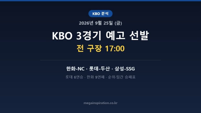 2026년 9월 25일 (금) KBO 분석