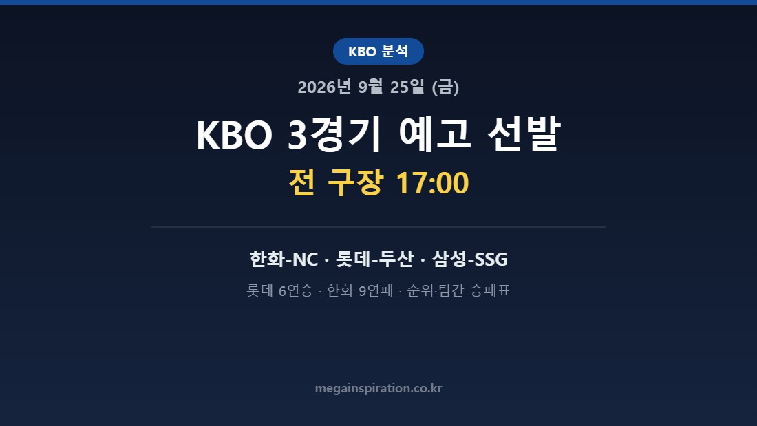 2026년 9월 25일 (금) KBO 분석