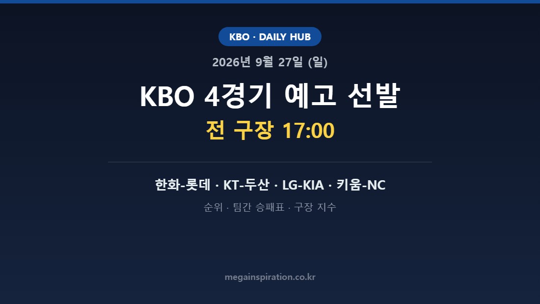 2026년 9월 27일 KBO 분석