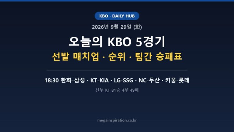 2026년 9월 29일 (화) KBO 분석