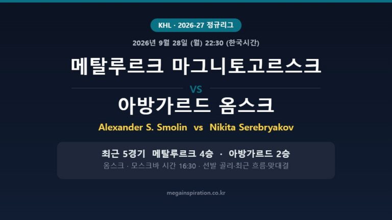 메탈루르크 마그니토고르스크 vs 아방가르드 옴스크 KHL 분석
