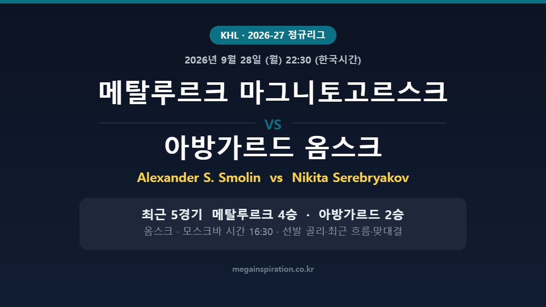 메탈루르크 마그니토고르스크 vs 아방가르드 옴스크 KHL 분석