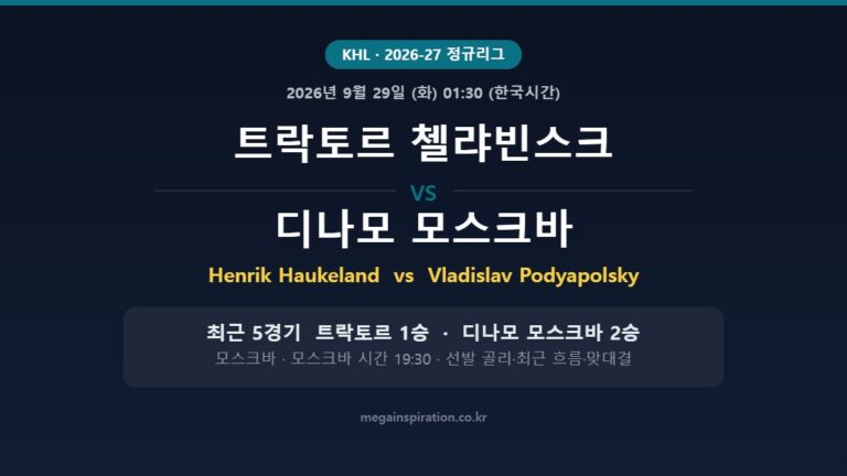 트락토르 첼랴빈스크 vs 디나모 모스크바 KHL 분석