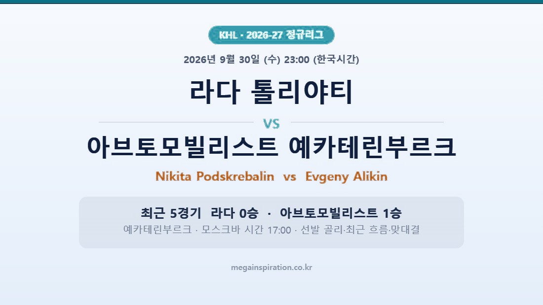 라다 톨리야티 vs 아브토모빌리스트 예카테린부르크 KHL 분석