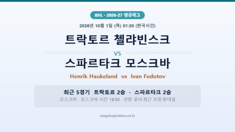 트락토르 첼랴빈스크 vs 스파르타크 모스크바 KHL 분석