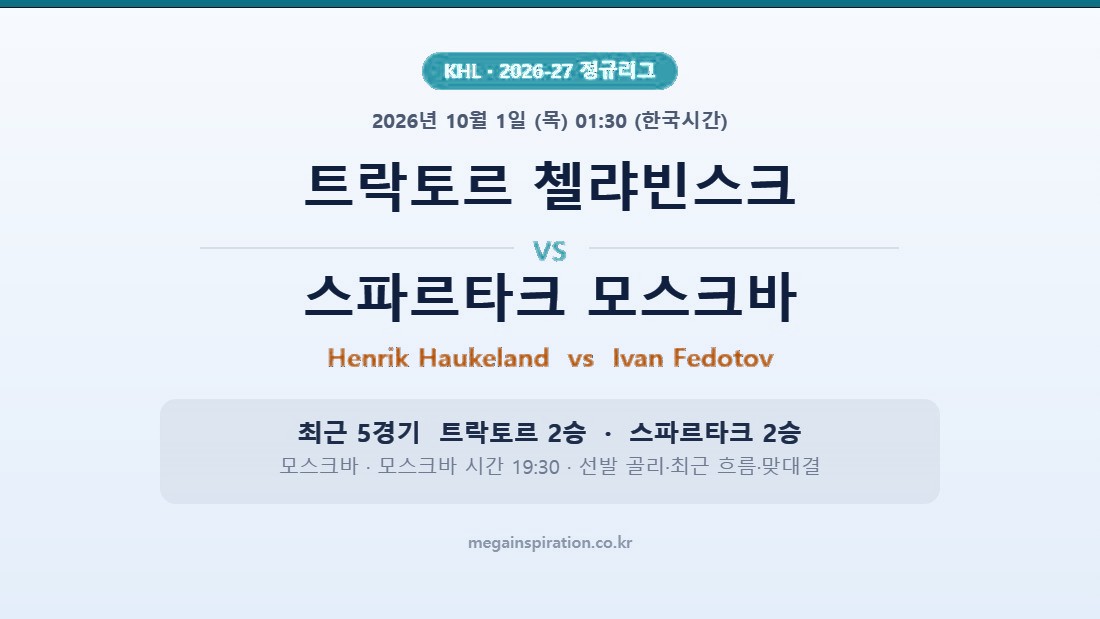 트락토르 첼랴빈스크 vs 스파르타크 모스크바 KHL 분석