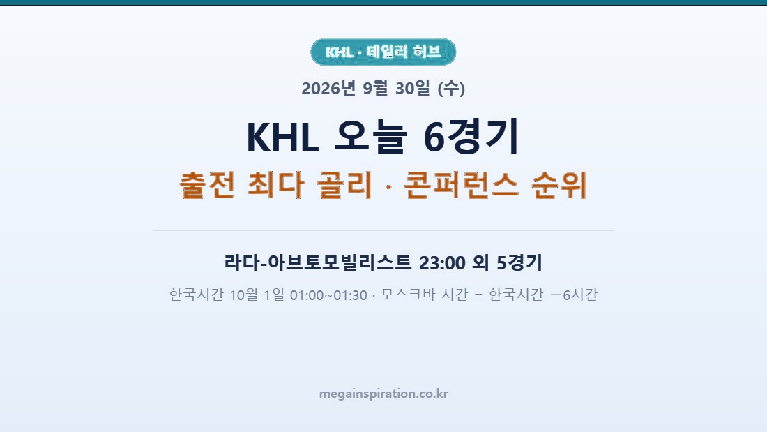 2026년 9월 30일 (수) KHL 분석