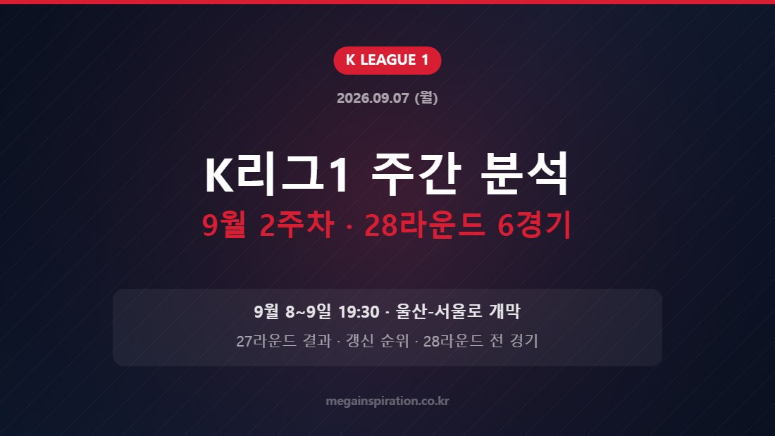 K리그1 주간 분석 9월 2주차 · 28라운드 6경기