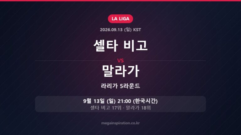 셀타 비고 vs 말라가 — 라리가 5라운드 9월 13일 (일) 21:00 한국시간