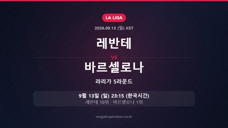 레반테 vs 바르셀로나 — 라리가 5라운드 9월 13일 (일) 23:15 한국시간