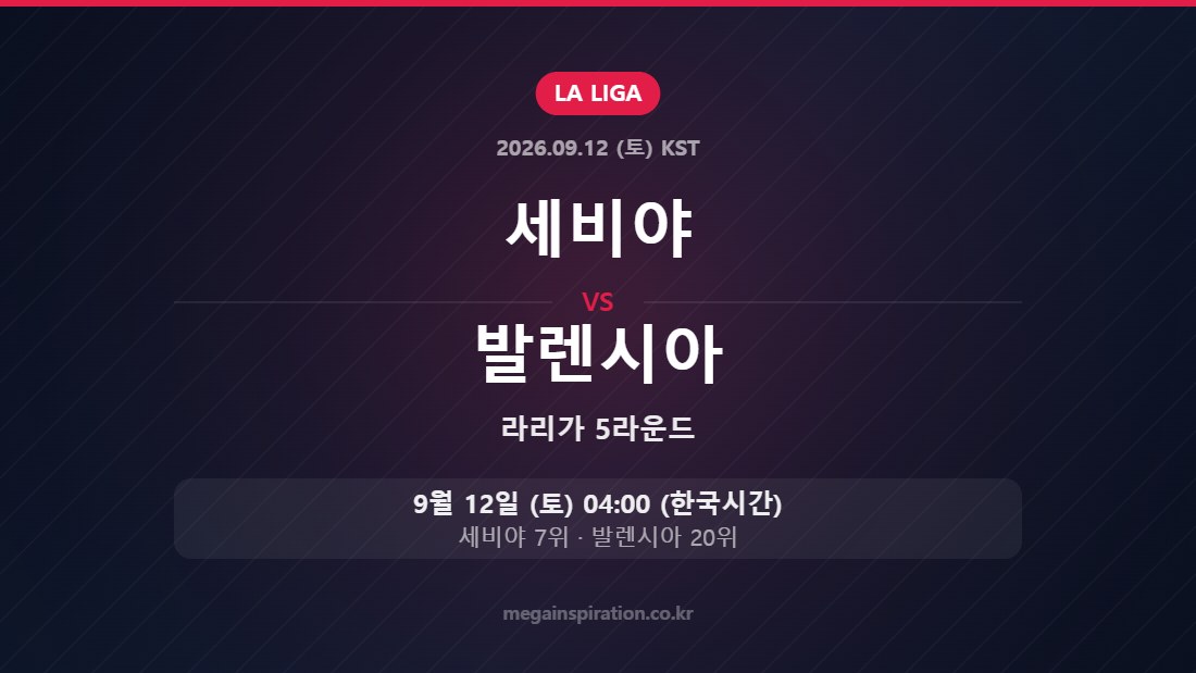 세비야 vs 발렌시아 — 라리가 5라운드 9월 12일 (토) 04:00 한국시간