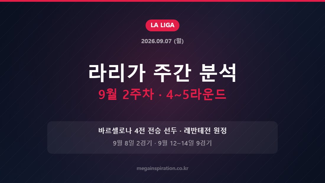 2026년 9월 2주차 라리가 일정과 순위