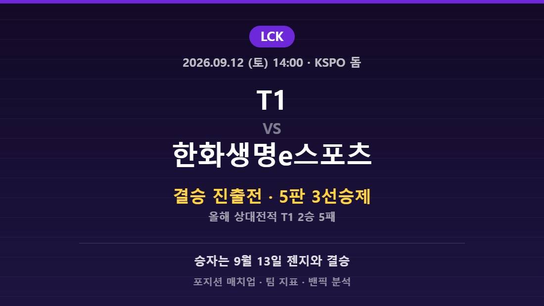 LCK 2026 플레이오프 T1 vs 한화생명e스포츠 분석