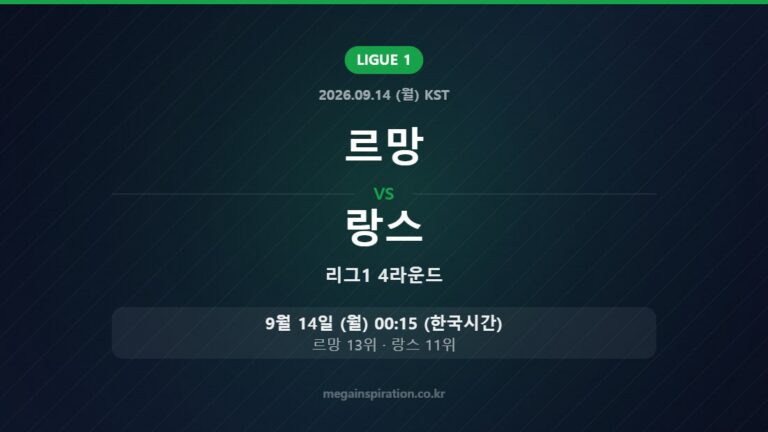 르망 vs 랑스 — 리그1 4라운드 9월 14일 (월) 00:15 한국시간