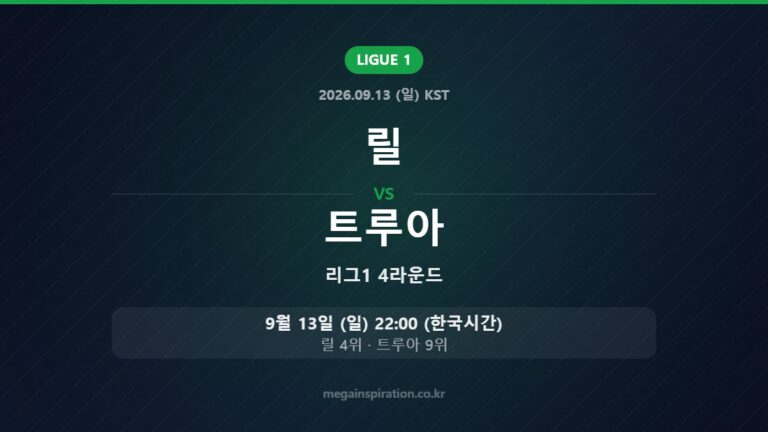 릴 vs 트루아 — 리그1 4라운드 9월 13일 (일) 22:00 한국시간