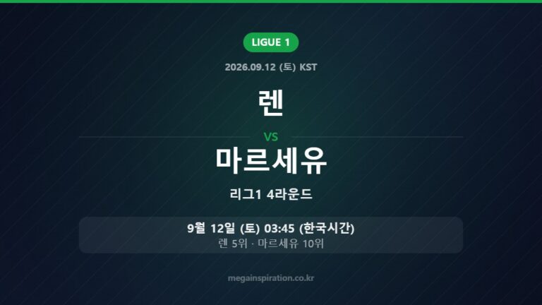 렌 vs 마르세유 — 리그1 4라운드 9월 12일 (토) 03:45 한국시간