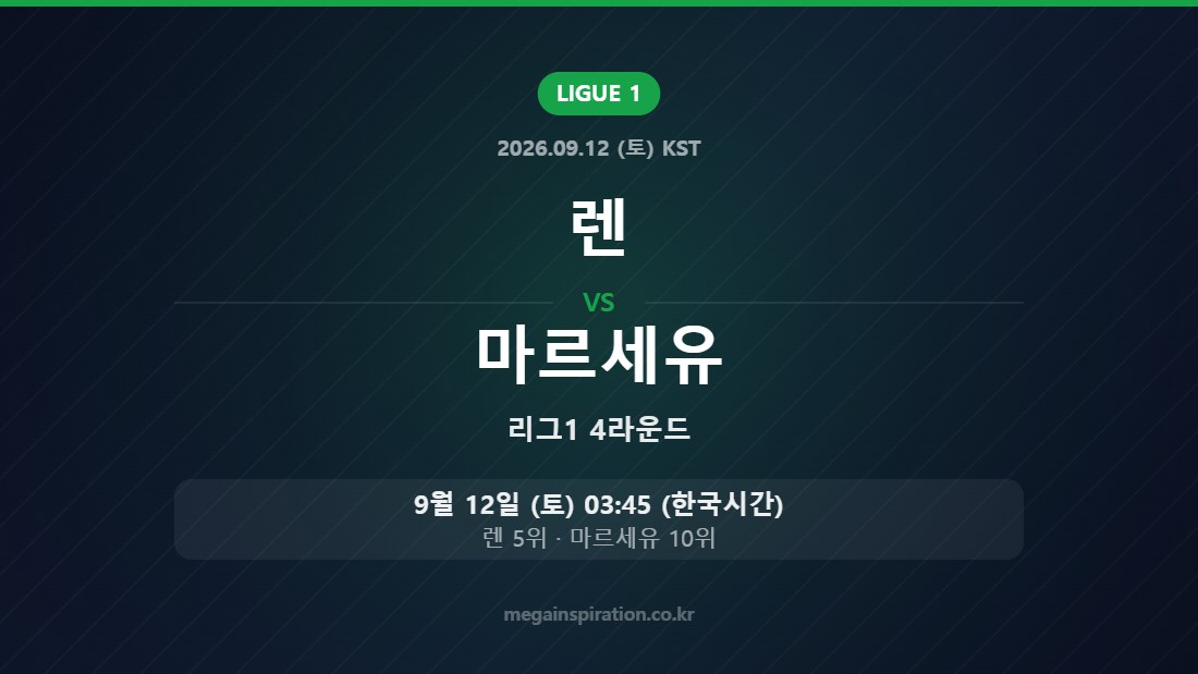 렌 vs 마르세유 — 리그1 4라운드 9월 12일 (토) 03:45 한국시간