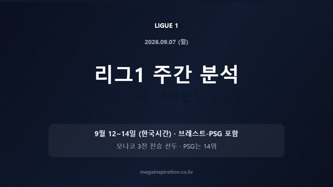 2026년 9월 2주차 리그1 4라운드 일정과 순위