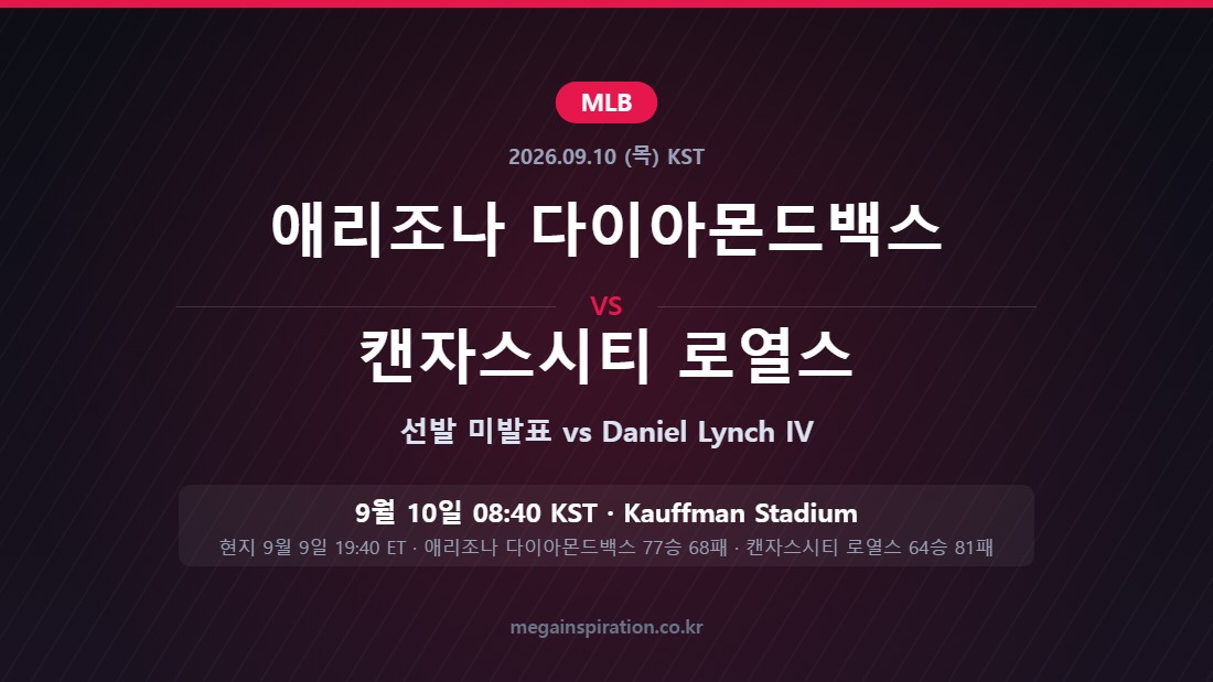 애리조나 다이아몬드백스 vs 캔자스시티 로열스 MLB 분석
