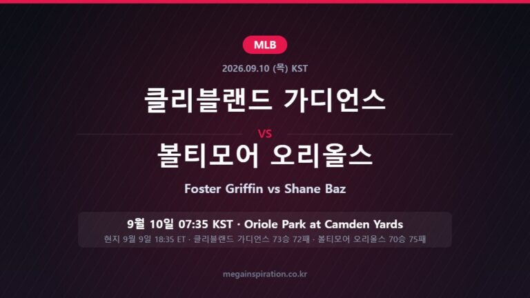 클리블랜드 가디언스 vs 볼티모어 오리올스 MLB 분석