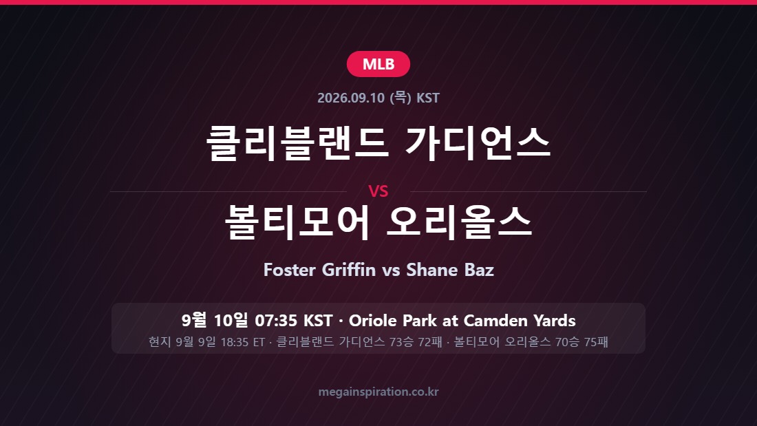 클리블랜드 가디언스 vs 볼티모어 오리올스 MLB 분석