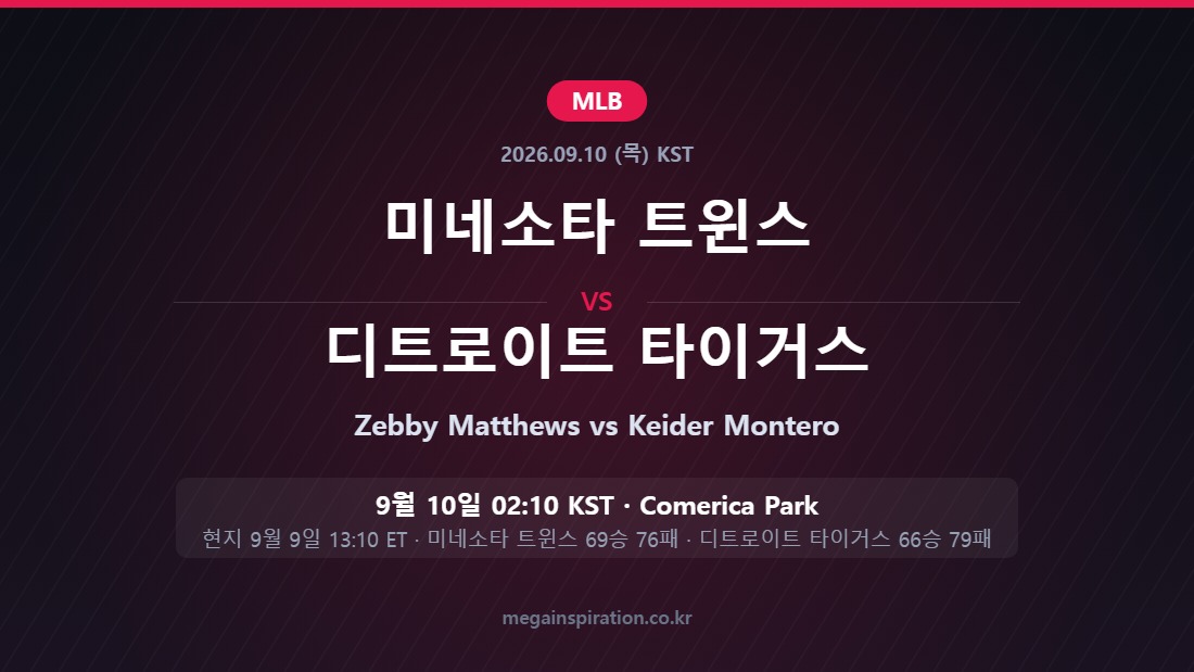 미네소타 트윈스 vs 디트로이트 타이거스 MLB 분석
