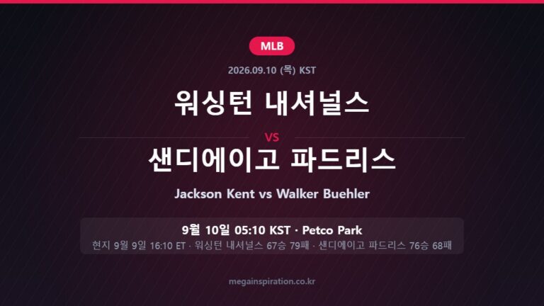 워싱턴 내셔널스 vs 샌디에이고 파드리스 MLB 분석