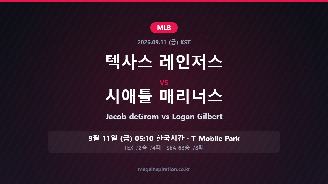 텍사스 레인저스 vs 시애틀 매리너스 MLB 분석