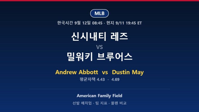 2026년 9월 11일 MLB 신시내티 레즈 vs 밀워키 브루어스 분석
