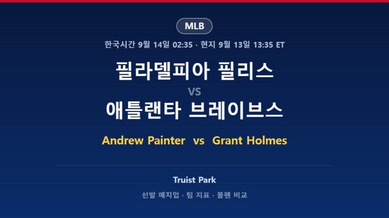 필라델피아 필리스 vs 애틀랜타 브레이브스 MLB 분석