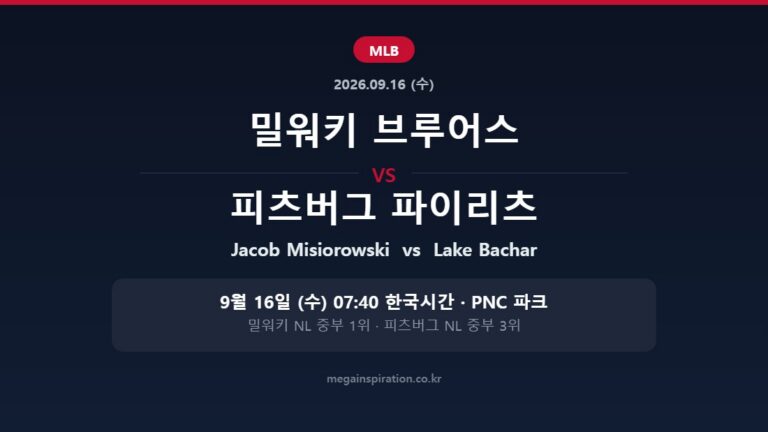 밀워키 브루어스 vs 피츠버그 파이리츠 MLB 분석
