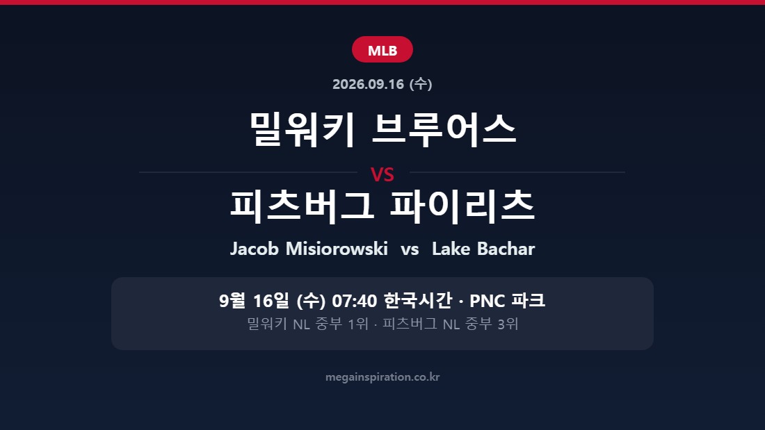 밀워키 브루어스 vs 피츠버그 파이리츠 MLB 분석