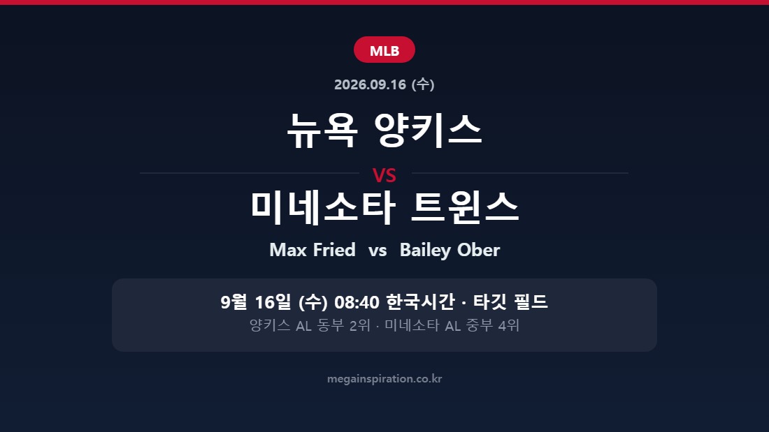 뉴욕 양키스 vs 미네소타 트윈스 MLB 분석
