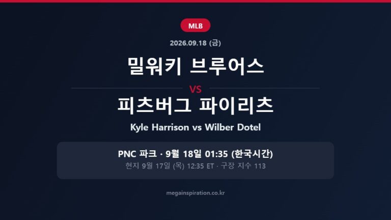 밀워키 브루어스 vs 피츠버그 파이리츠 MLB 분석