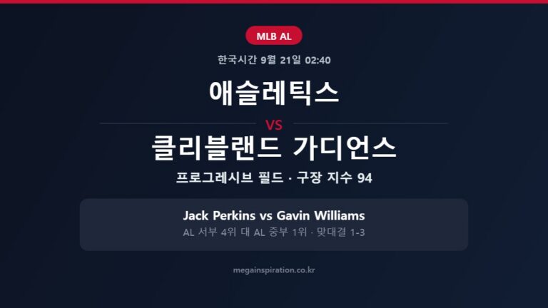 애슬레틱스 vs 클리블랜드 가디언스 MLB 분석