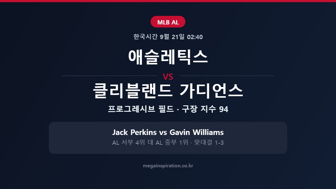 애슬레틱스 vs 클리블랜드 가디언스 MLB 분석
