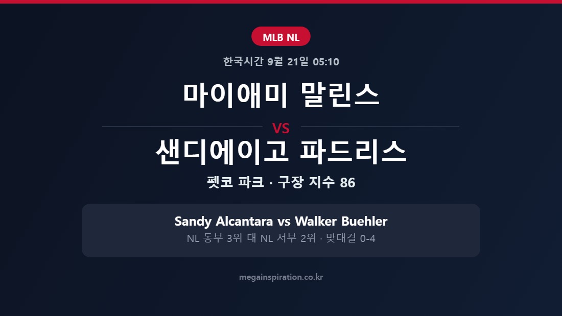 마이애미 말린스 vs 샌디에이고 파드리스 MLB 분석