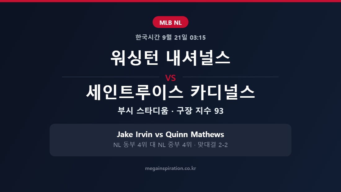 워싱턴 내셔널스 vs 세인트루이스 카디널스 MLB 분석