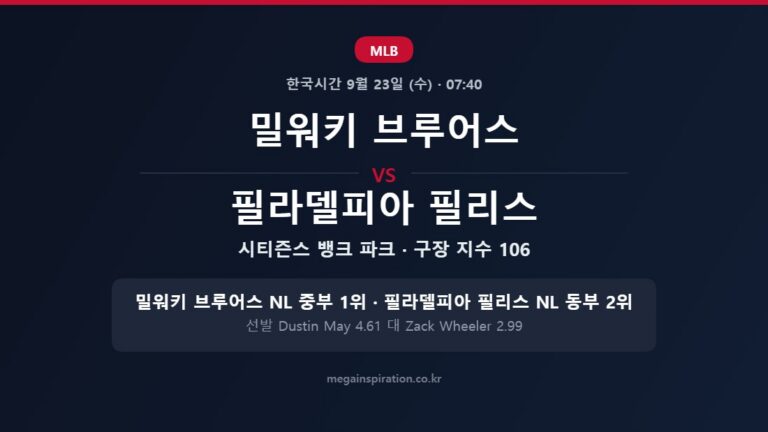 밀워키 브루어스 vs 필라델피아 필리스 MLB 분석