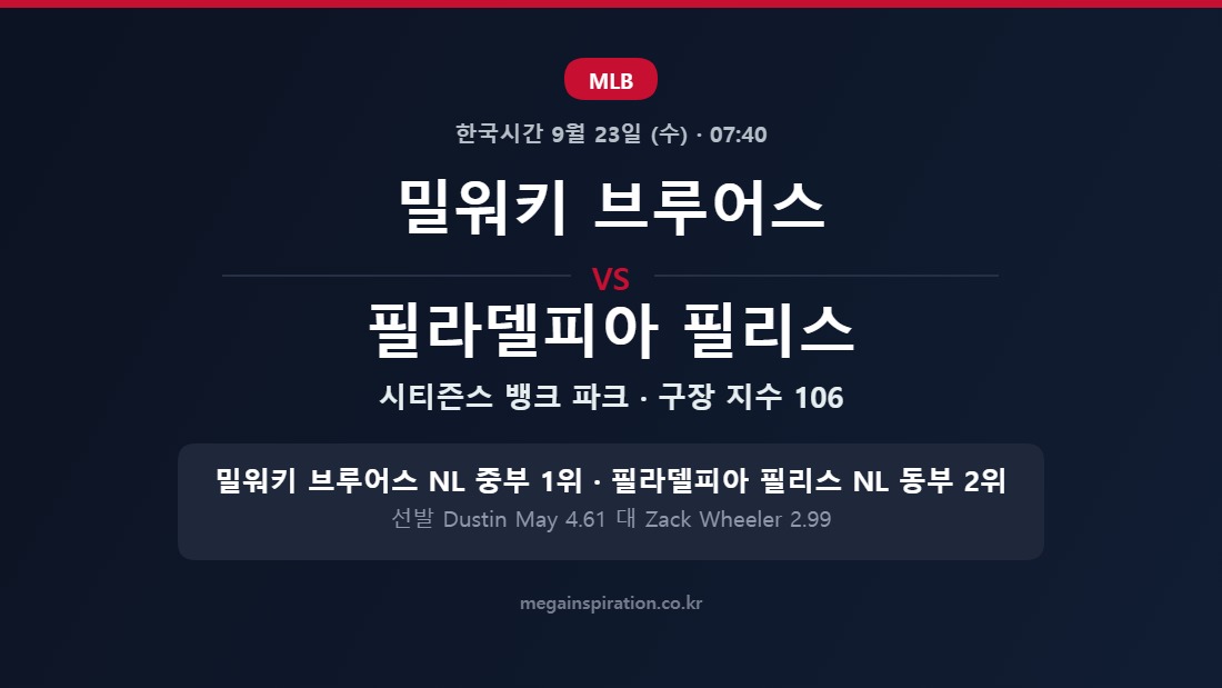 밀워키 브루어스 vs 필라델피아 필리스 MLB 분석